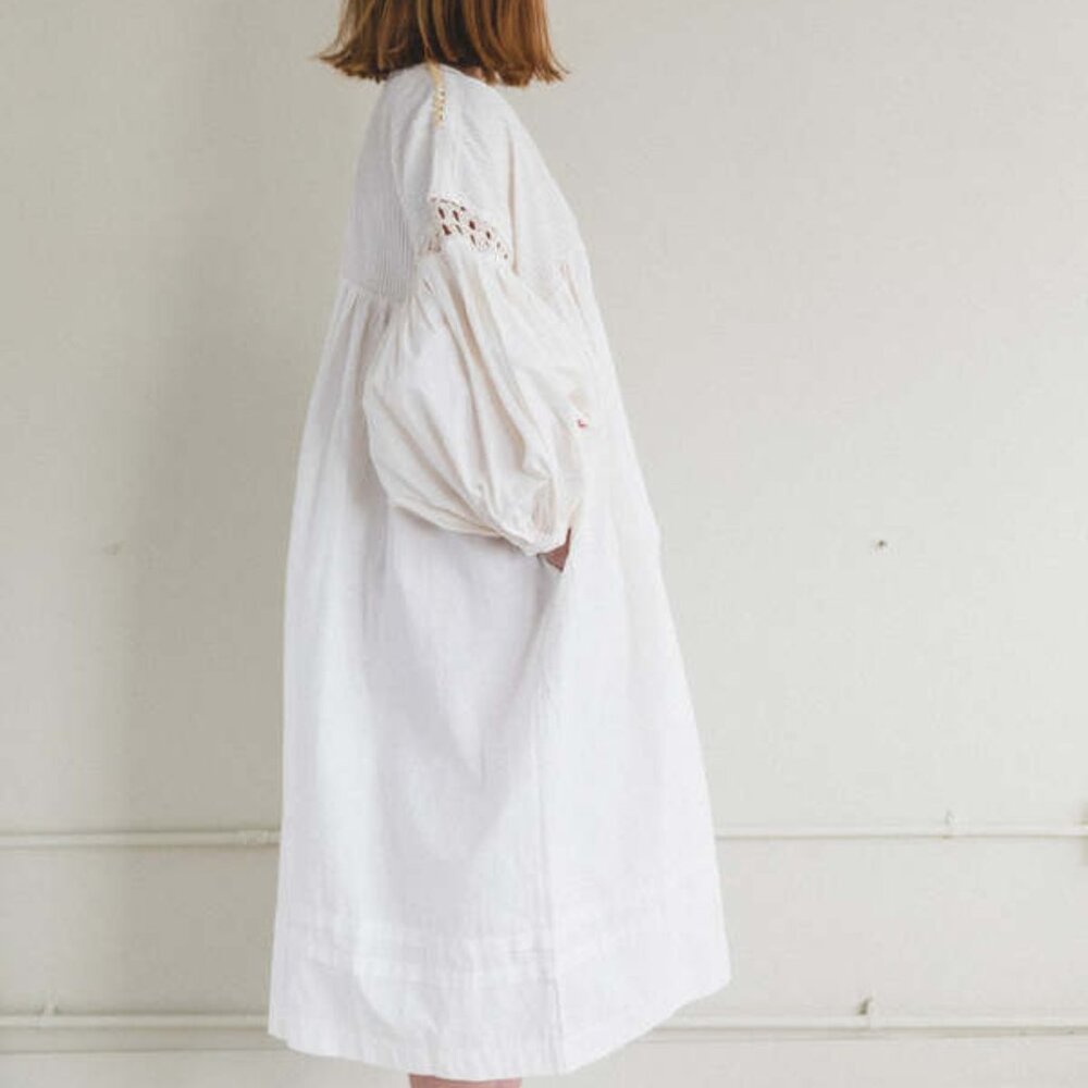 Story MFG. Mon Dress in Ecru Top Stitch - Picture 10 of 10